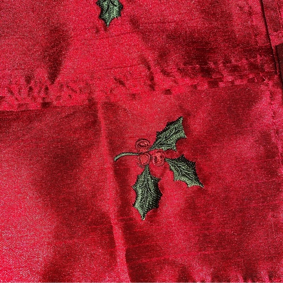 Cloth Holiday Christmas Dinner Napkins Embroidered Holly Berries Set Of‎ 6 - Picture 8 of 9